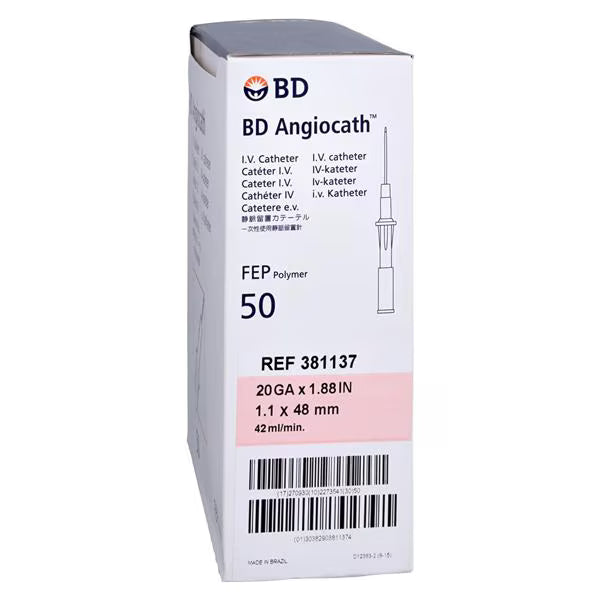 BD Angiocath IV Catheter 50 in a box 20 GA x 1.88 i