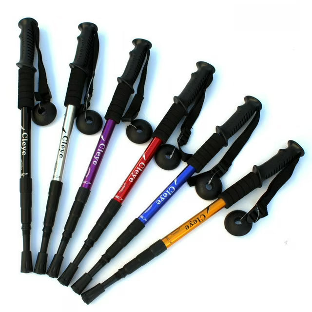 Cleye Silver Aluminum Alloy Trekking Pole with Shock Absorption