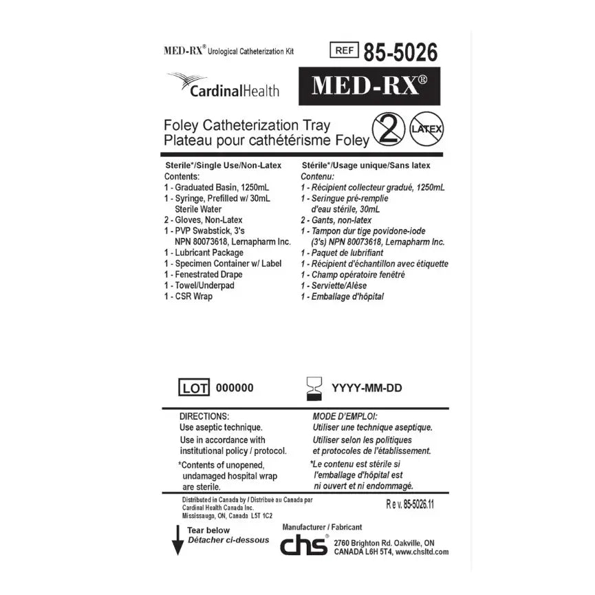 Product image for Med-Rx Foley Catheterization Tray 30CC