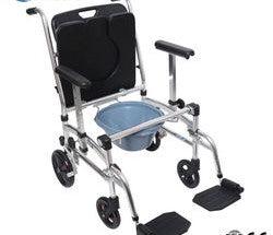 CalCare Aluminum Series -Commode Shower Chair with 4 Wheels and Bedpan