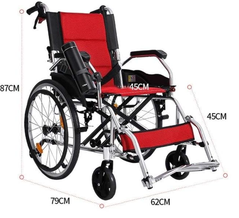 Cal-Care Aluminum Alloy Lightweight Wheelchair with Ergonomic Backrest 18"