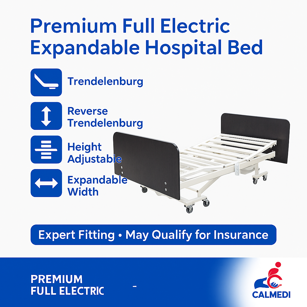 CalCare Expandable Full Electric Hospital Five function Bed – Trendelenburg & Reverse Trendelenburg