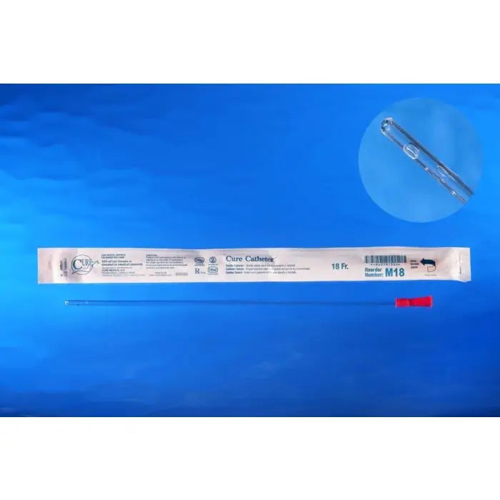 Cure Medical M18 male intermittent catheter, 18 Fr x 16 inch straight tip