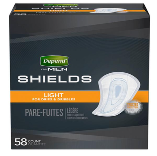 DEPEND LIGHT ABSORVENCY SHIELDS FOR MEN- PKG/58