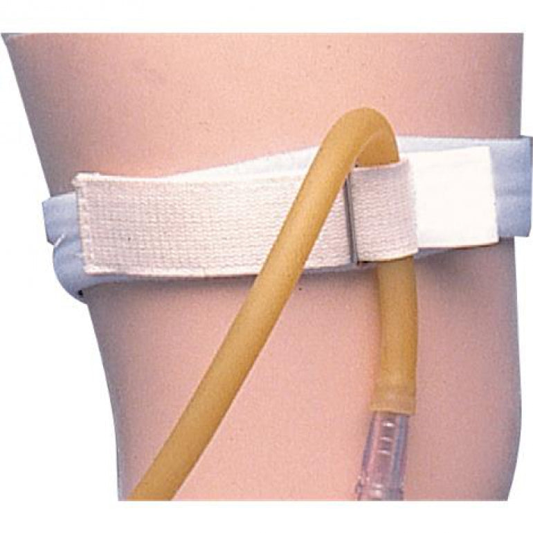 Posey foam catheter tube holder strap with metal guide ring, model 8143