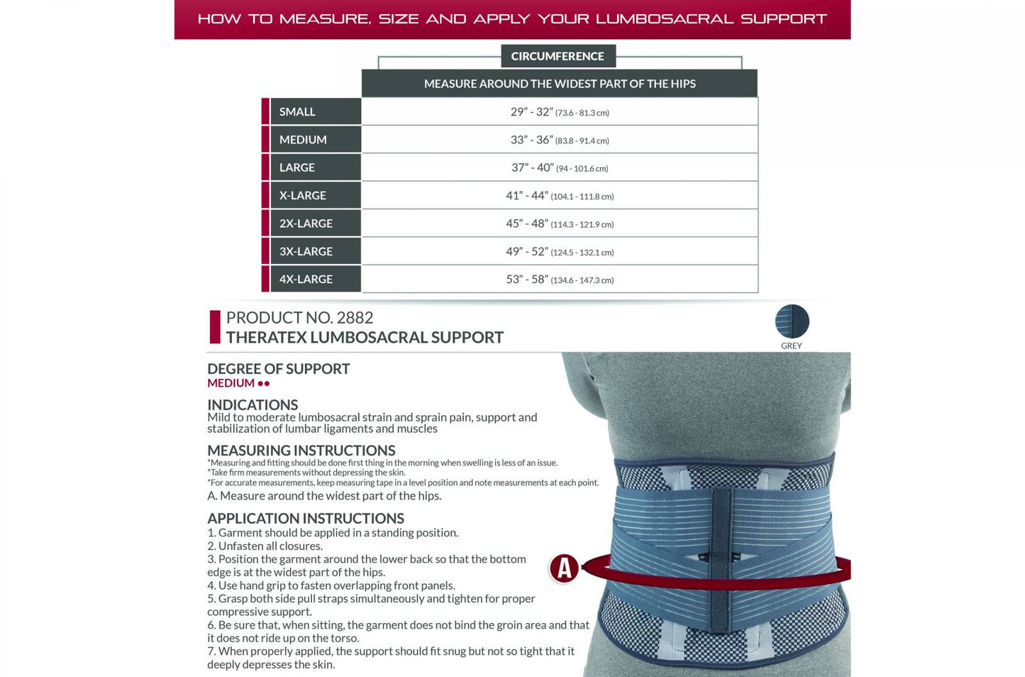 OTC THERATEX LUMBOSACRAL SUPPORT- FINAL SALE- CLEARANCE