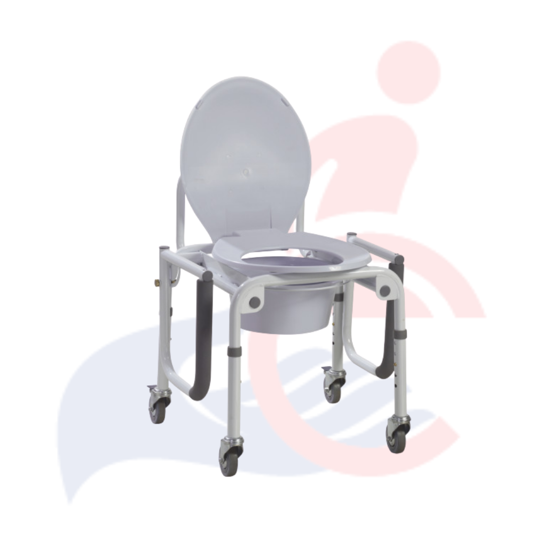 DRIVE™ - Steel Drop Commode with Wheels and Padded Armrests