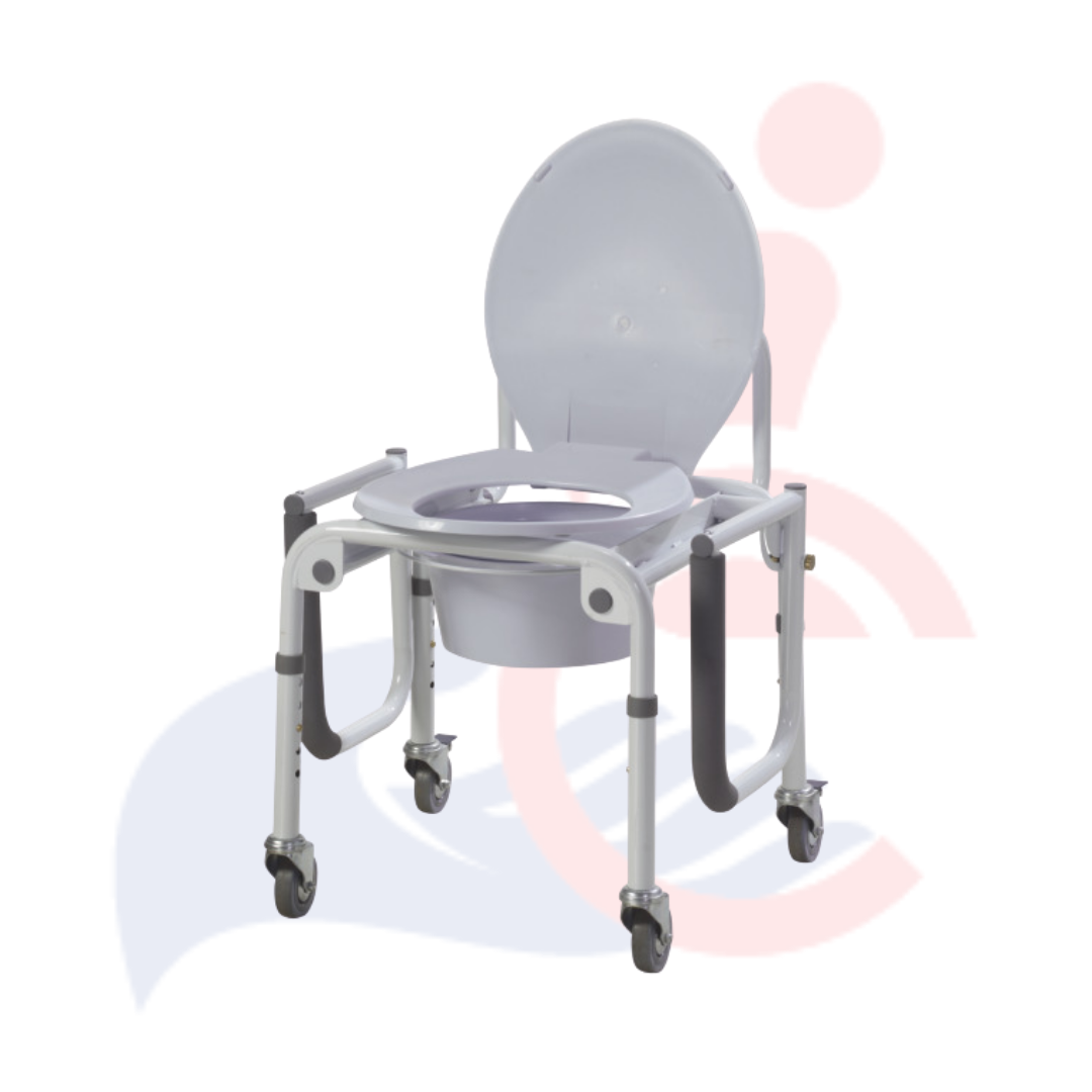 DRIVE™ - Steel Drop Commode with Wheels and Padded Armrests