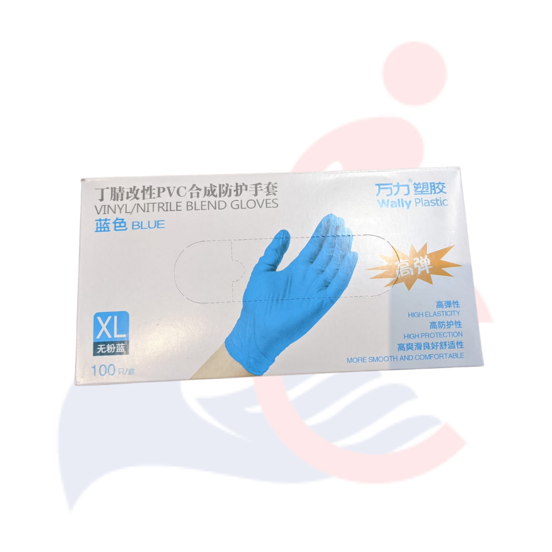 Wally® Vinyl / Nitrile Blend Examination Gloves - 100 count box