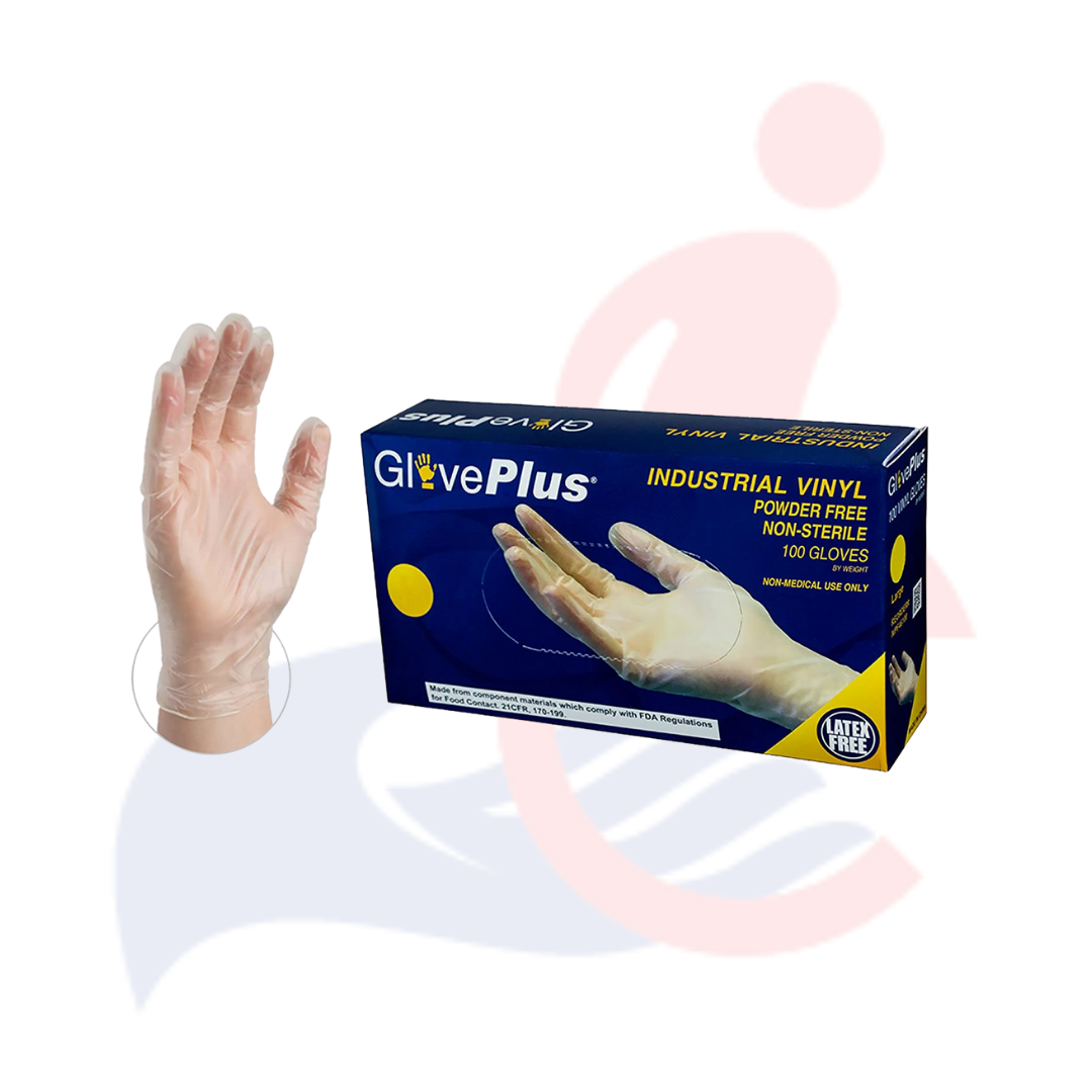 GlovePlus® - Industrial/ Food Service Vinyl Gloves - 100 count box - Small