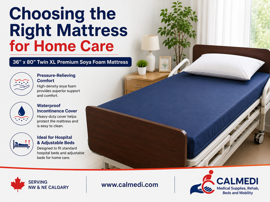 Premium Twin XL soya foam mattress with waterproof cover on an adjustable bed for home care.