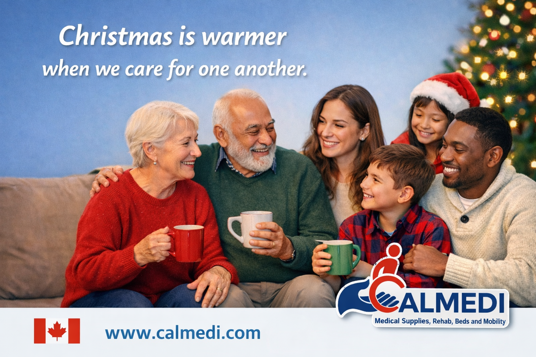 A peaceful Christmas scene with people sharing a calm, comforting moment together, symbolizing hope, care, and togetherness as the New Year approaches.