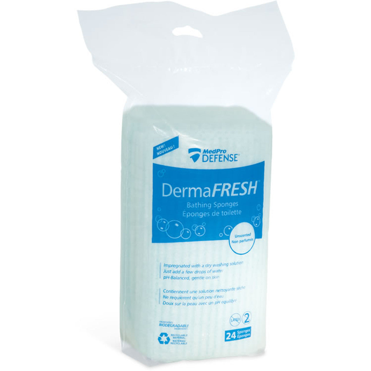 MedPro® DermaFRESH™ Un-Scented Pre-Soaped Bathing Sponges (24/Pack)
