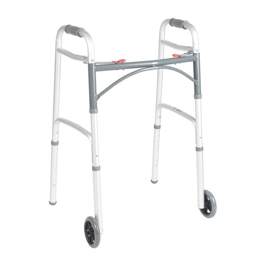 DRIVE: Deluxe Folding Walker, Two Button with 5" Wheels