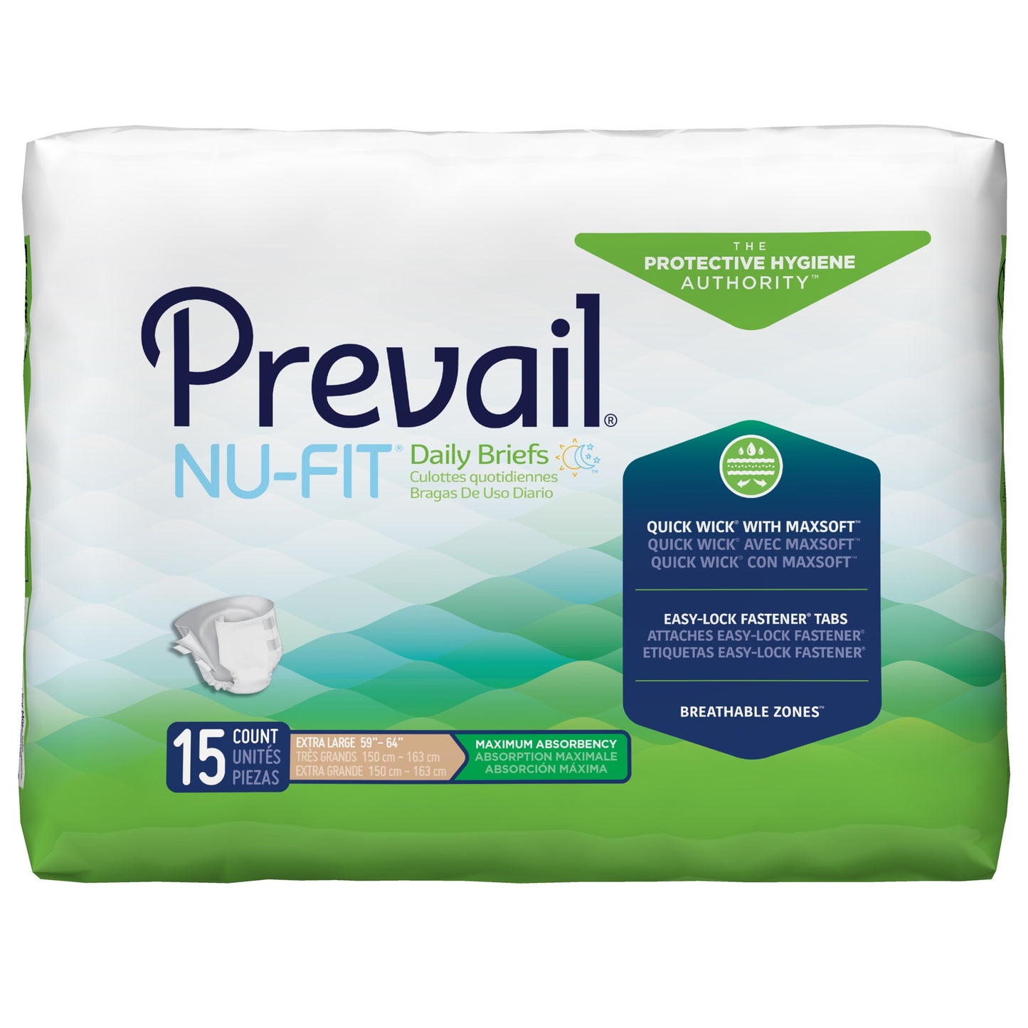 Prevail® Nu-Fit® Extra Large Disposable Heavy Absorbency - Unisex Adult Incontinence Brief