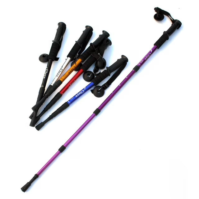 Cleye Silver Aluminum Alloy Trekking Pole with Shock Absorption