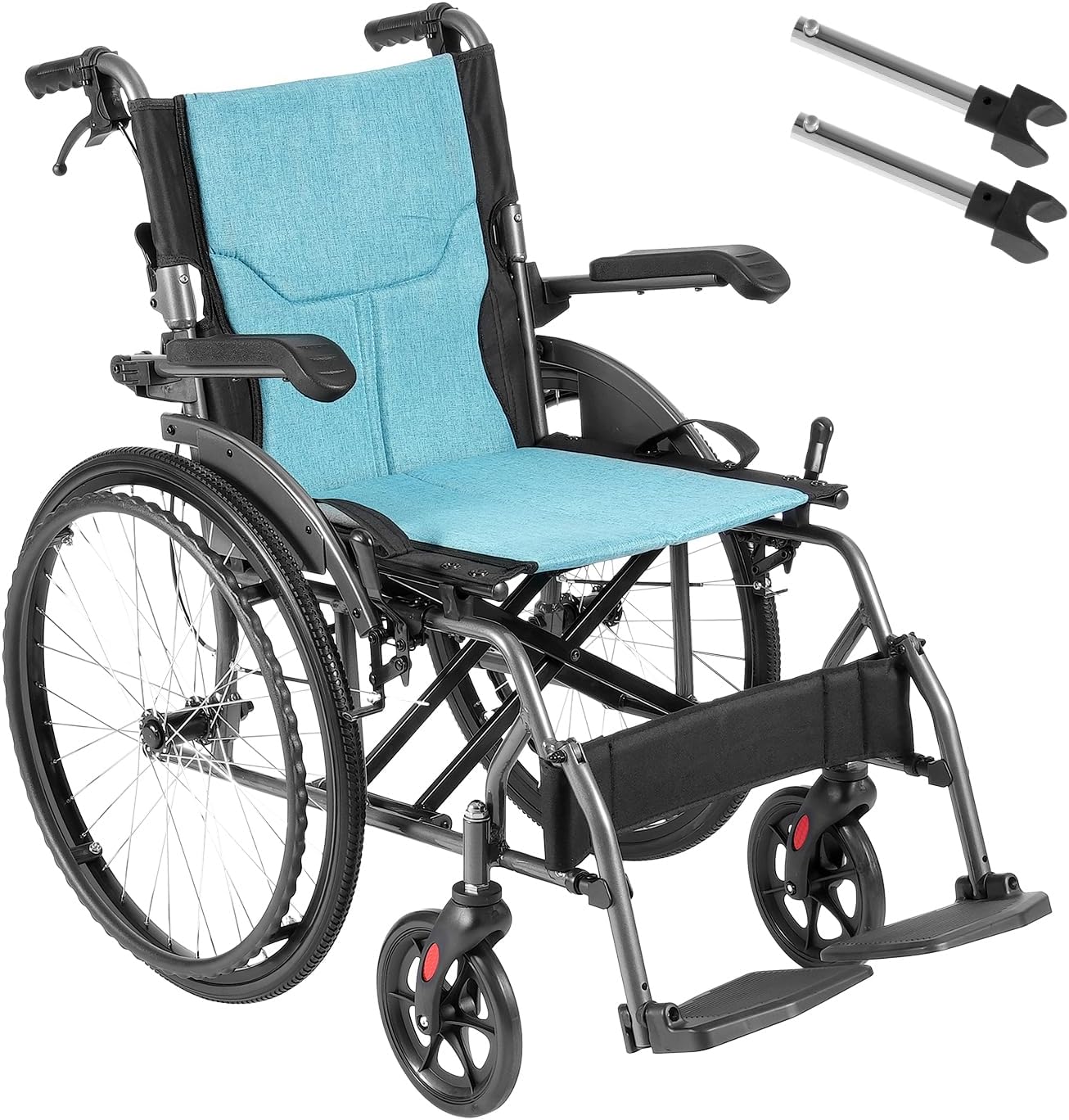 CalCare Aluminum Alloy Lightweight Wheelchair with Ergonomic Backrest 18"