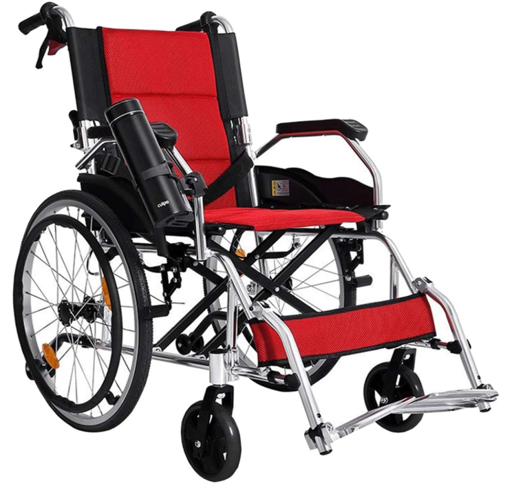 Cal-Care Aluminum Alloy Lightweight Wheelchair with Ergonomic Backrest 18"
