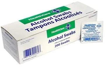 HealthCare Plus alcohol prep swabs, 200 per box, SKU HAS200