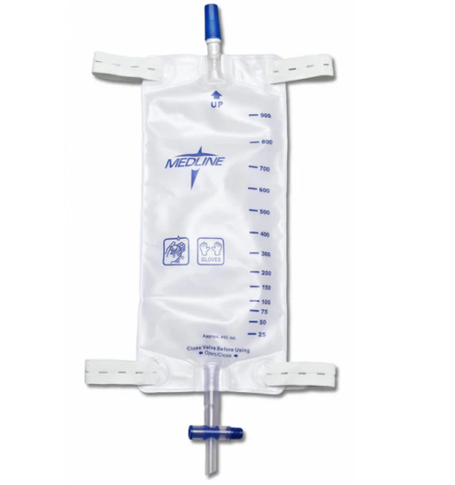 Medline Leg Bag with Leg Straps and Twist-type Drainage (Latex Free)