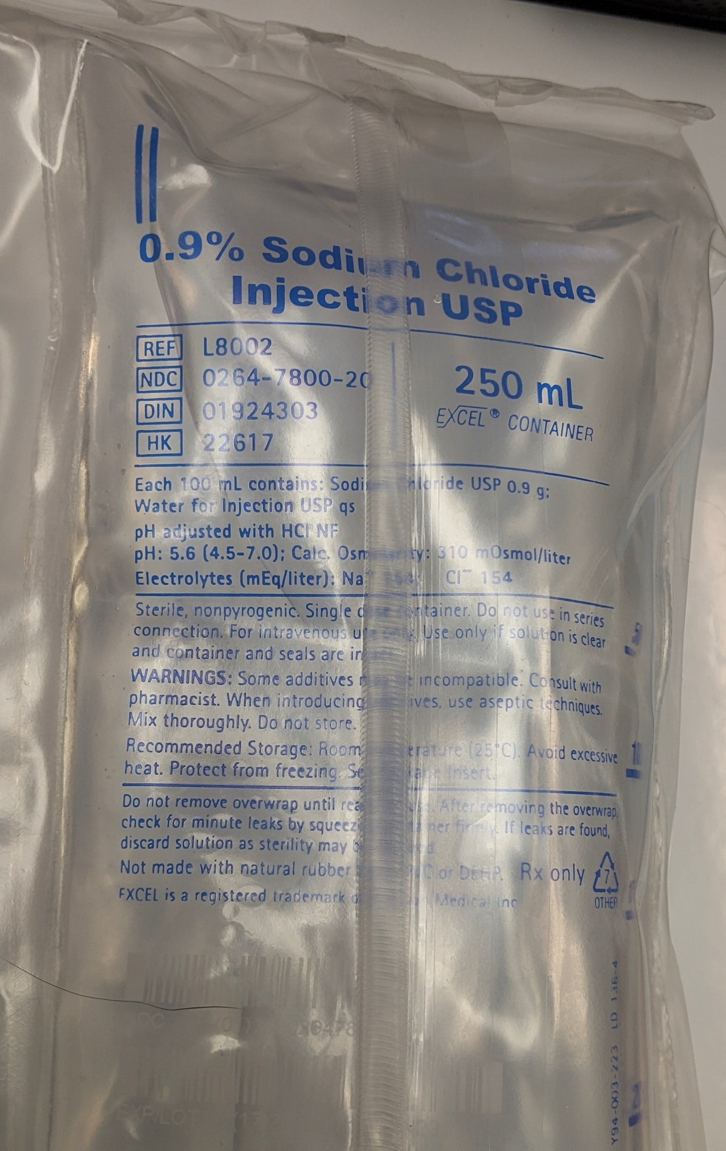 NORMAL SALINE 0.9% SODIUM CHLORIDE 250ML BAG FOR INJECTION USP