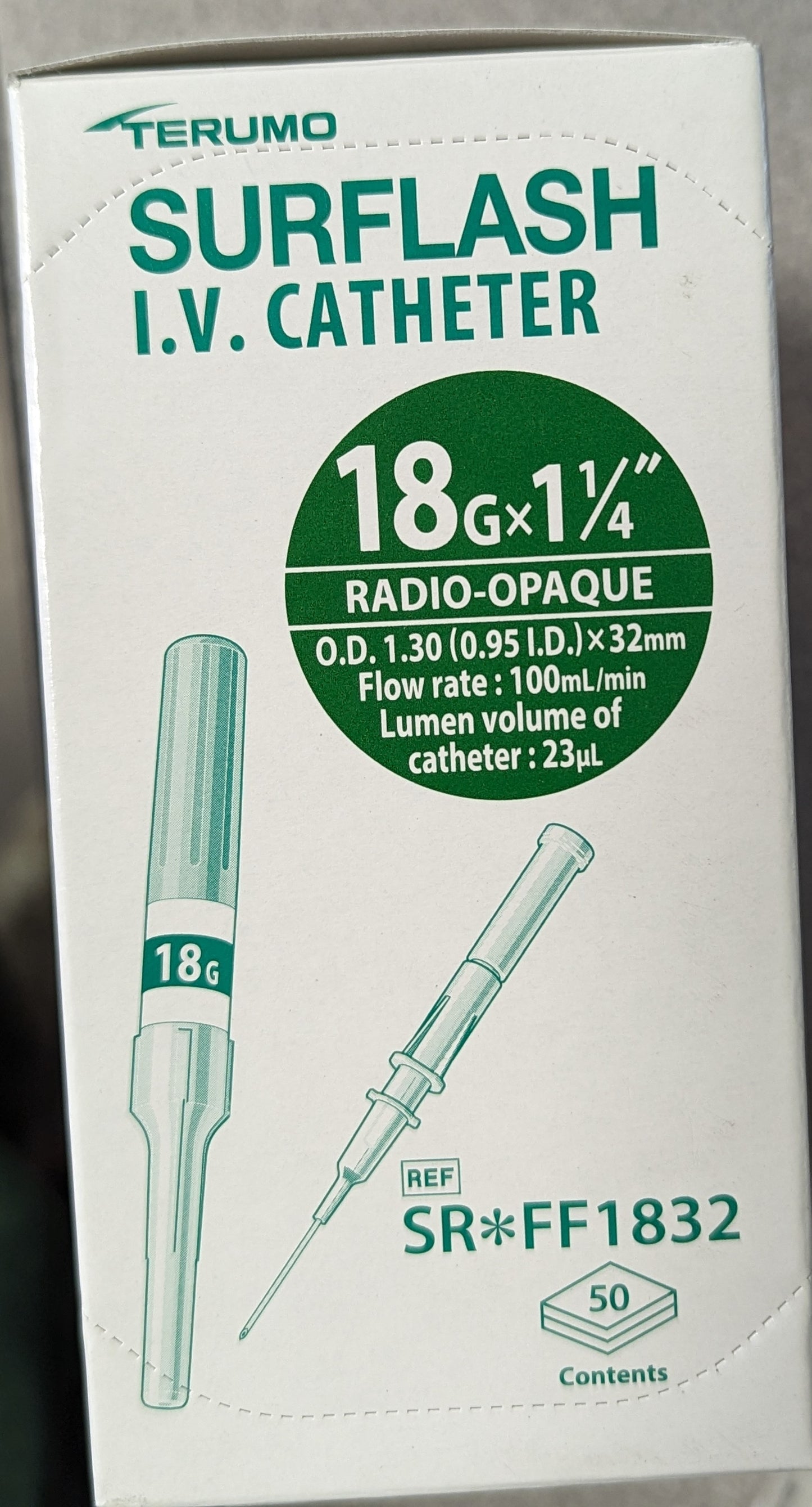 I.V. Catheters: 22Gx1in, 20Gx1.16in, 18Gx1in [Sold Individually]