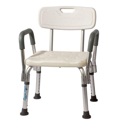 Lightweight Aluminum Shower Chair with Detachable Backrest, Handle, and Holder