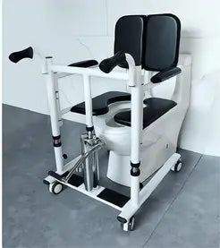 CalCare Multifunctional Hydraulic Patient Transfer Commode Chair with 4 Wheels
