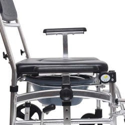 High-Quality Aluminum Commode-Shower Chair with 4 Wheels and Bedpan