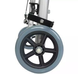 Lightweight Aluminum Two-Button Folding Walker with Wheels and Hand Brake