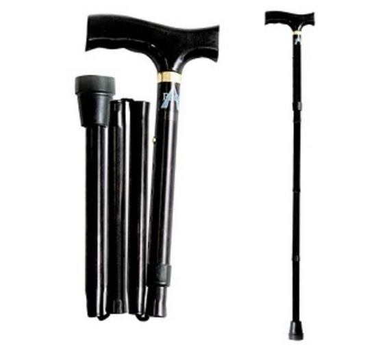 CAREX Folding Cane Aluminum Black