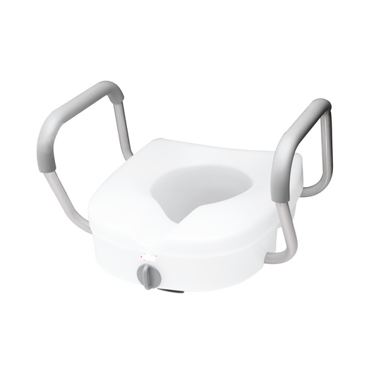 CalCare Raised Toilet Seat (Elongated) with Lock and Arms, 4"