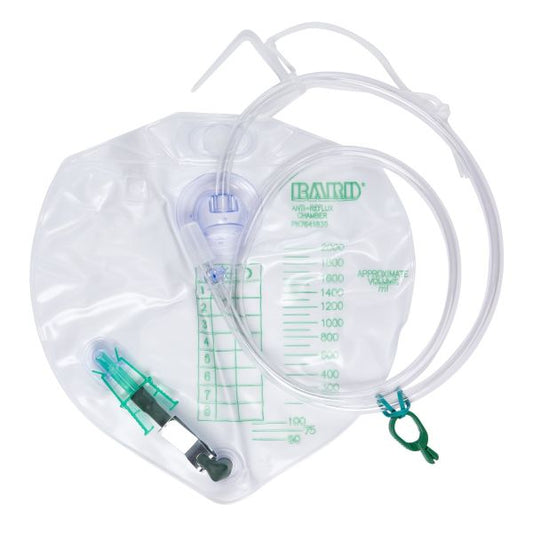 BARD Urine Drainage Bag with Anti-Reflux Chamber, 2000ml