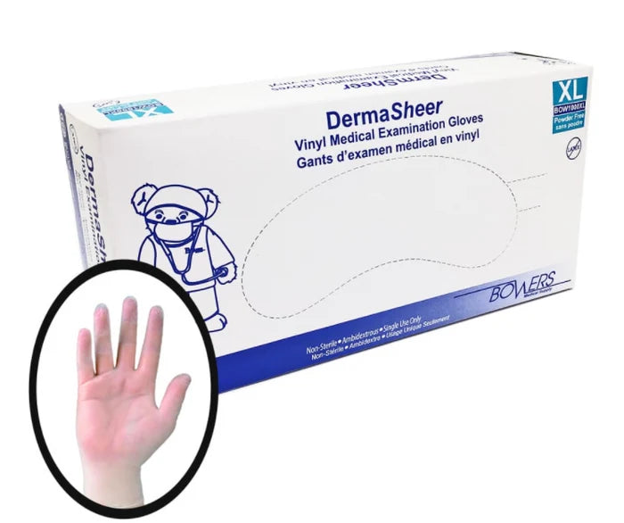 Bowers Dermasheer Vinyl Exam Gloves XL