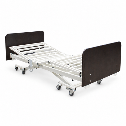 CalCare expandable bariatric five-function electric bed, product rendering on white background