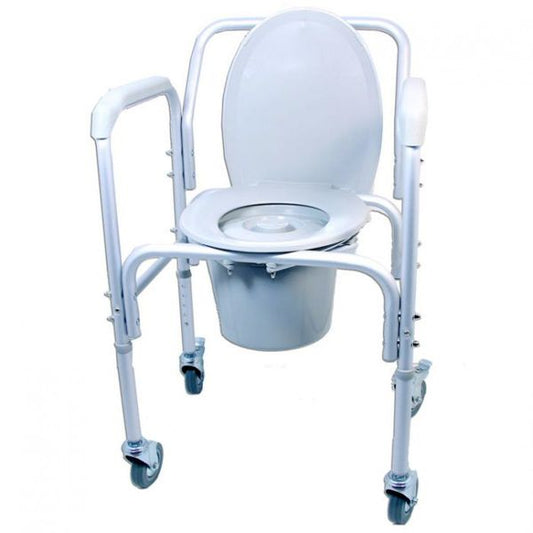 Rolling aluminum shower commode chair with pail rental in Calgary