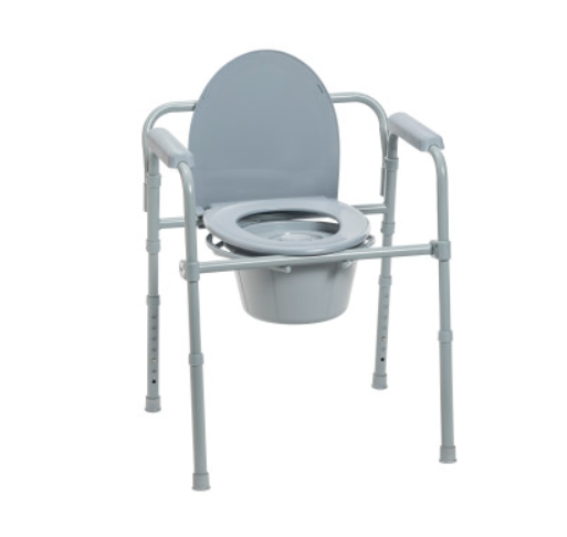 Drive folding steel commode with absorbent commode liners