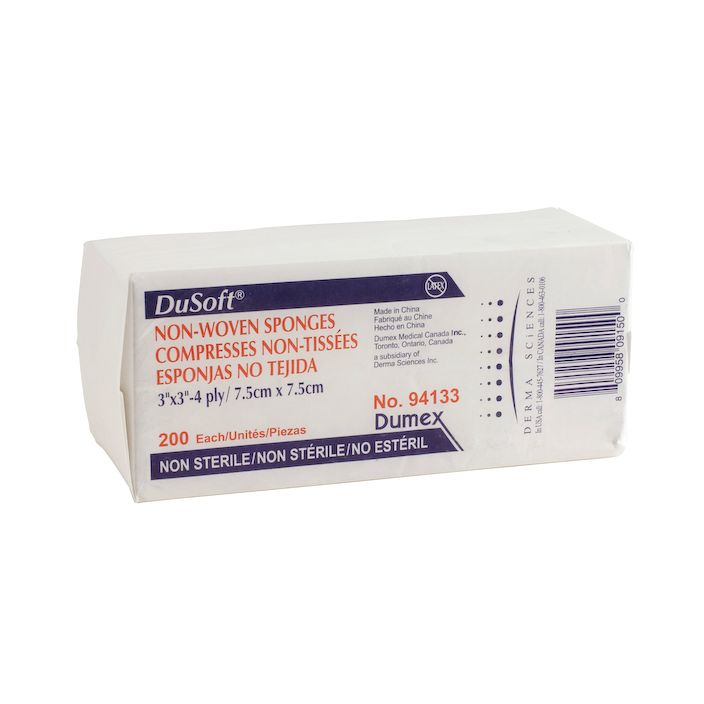 DuSoft non-woven gauze sponges 3 by 3 inches, 200 per bag