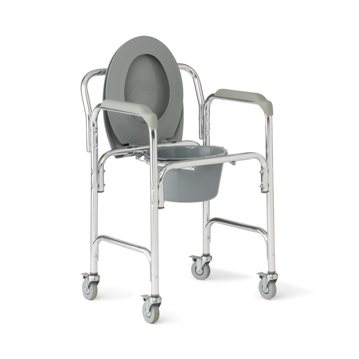 Medline Aluminum Elongated Commode with Wheels