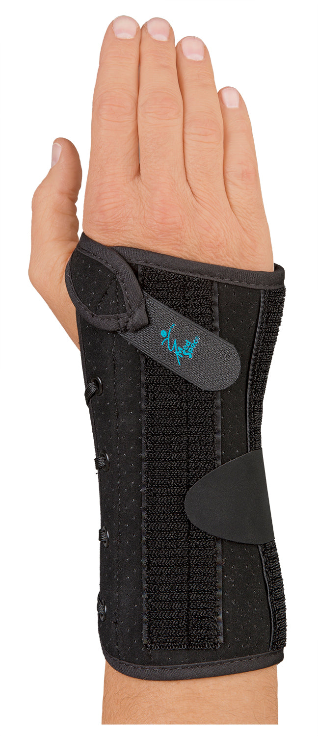 MedSpec Wrist Lacer II wrist support with lace closure and blue palmar pad