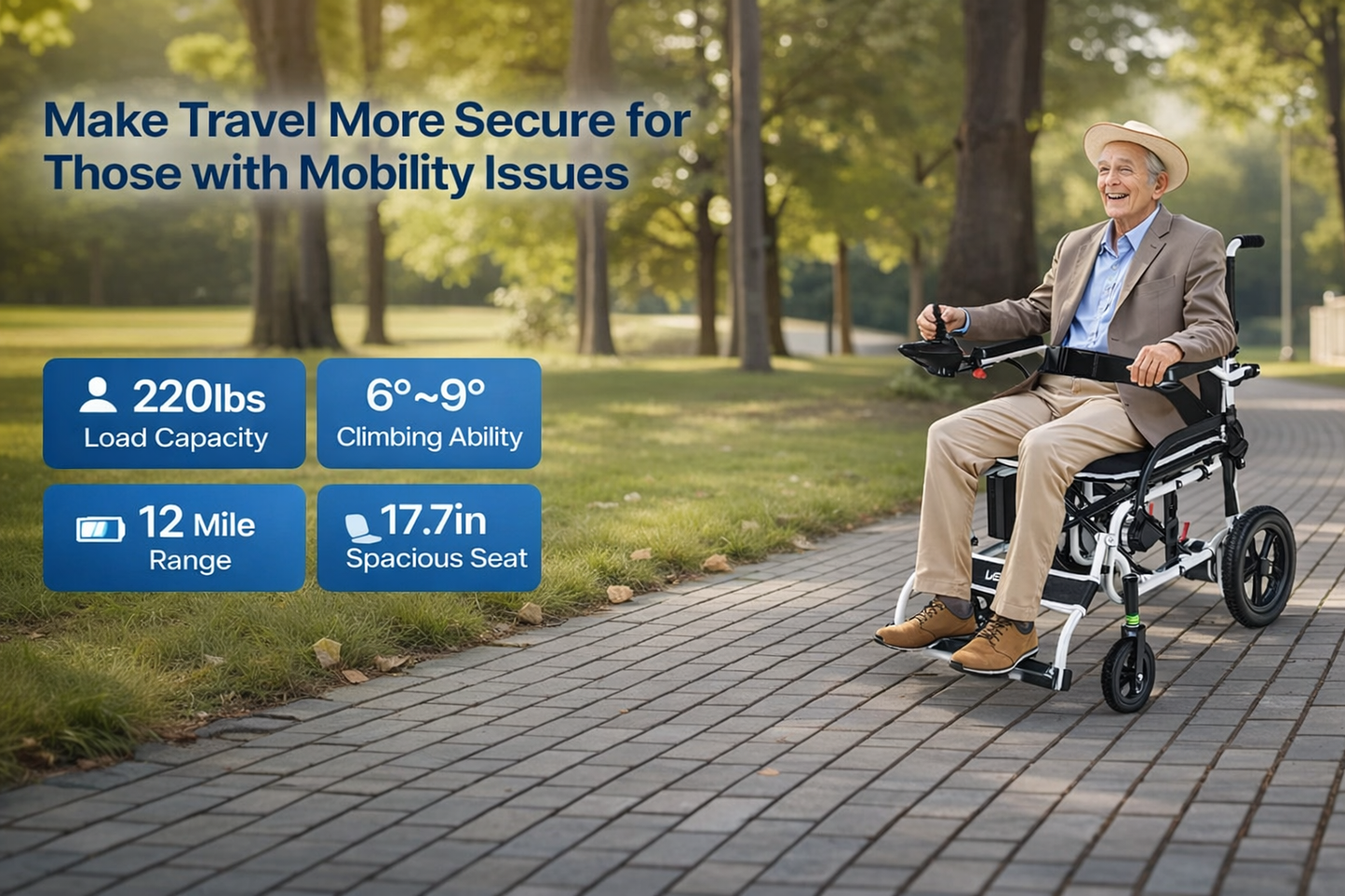 Lightweight,Foldable  Electric Power  Wheelchair- Calcare
