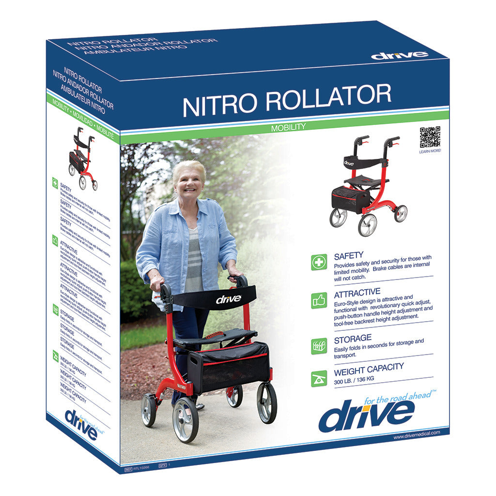 DRIVE™ - Nitro Aluminum Rollator, 10" Casters