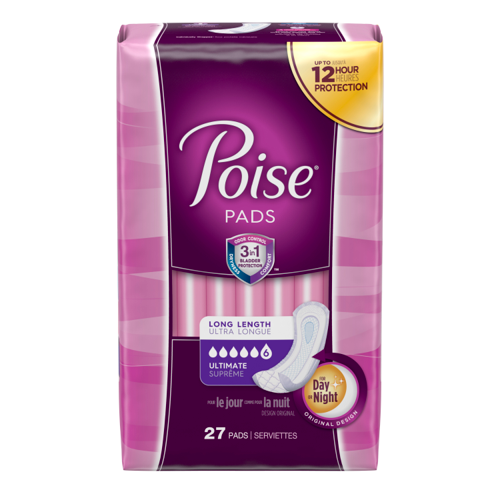 Poise Pads Ultimate Long Incontinence Pads - Pack of 27