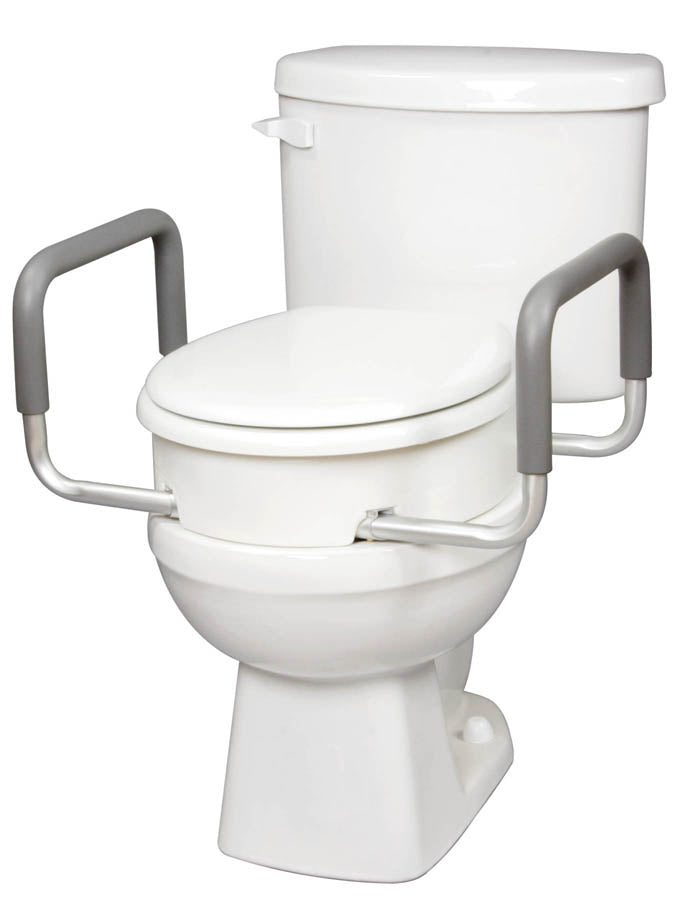 CAREX® Raised Toilet Seats w/ Handles, Round, 3.5”, 250 lb. cap
