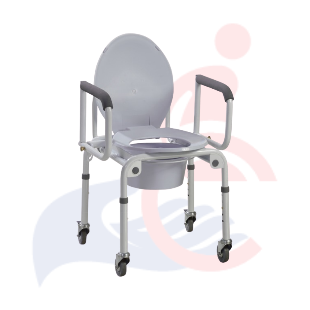 DRIVE™ - Steel Drop Commode with Wheels and Padded Armrests