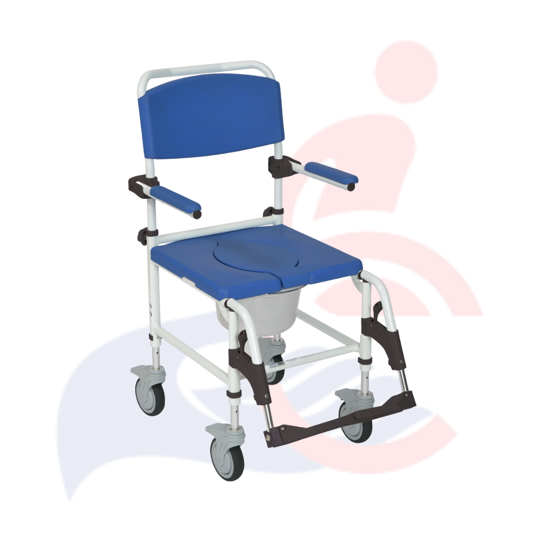 DRIVE™ - Aluminum Rehab Shower Commode Chair with Four Rear-locking Casters- SPECIAL ORDER