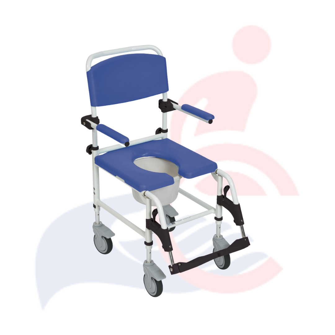 DRIVE™ - Aluminum Rehab Shower Commode Chair with Four Rear-locking Casters- SPECIAL ORDER
