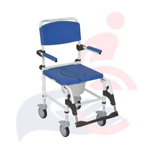 RENTAL - Aluminum Rehab Shower Commode Chair with Four Rear-locking Casters