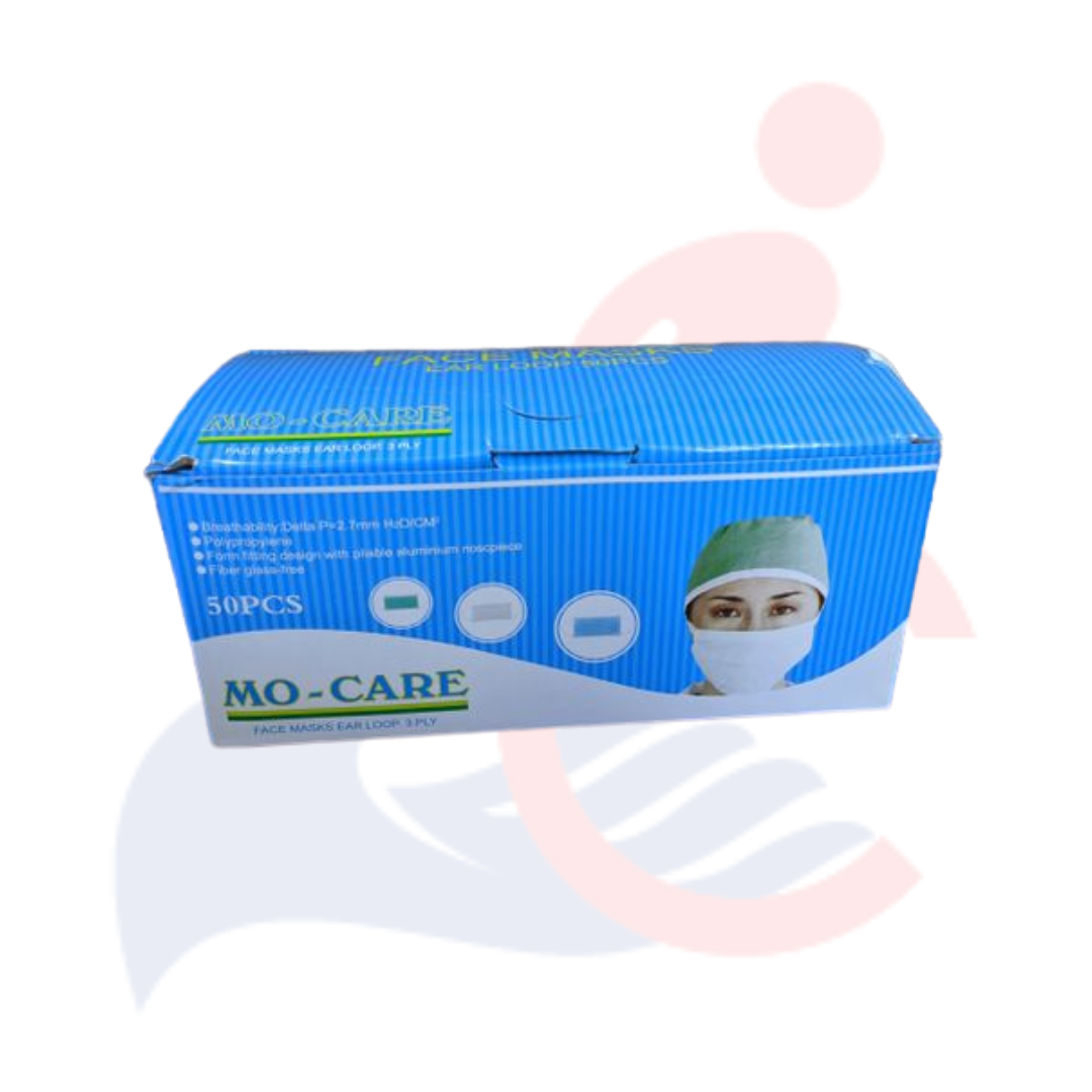 MO-CARE - 3-ply Face Mask with Ear Loop (50 pack, or case of 500 or 1000)