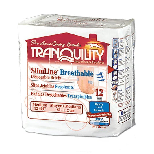 Tranquility® SlimLine Breathable Disposable Briefs - Pack of 12
